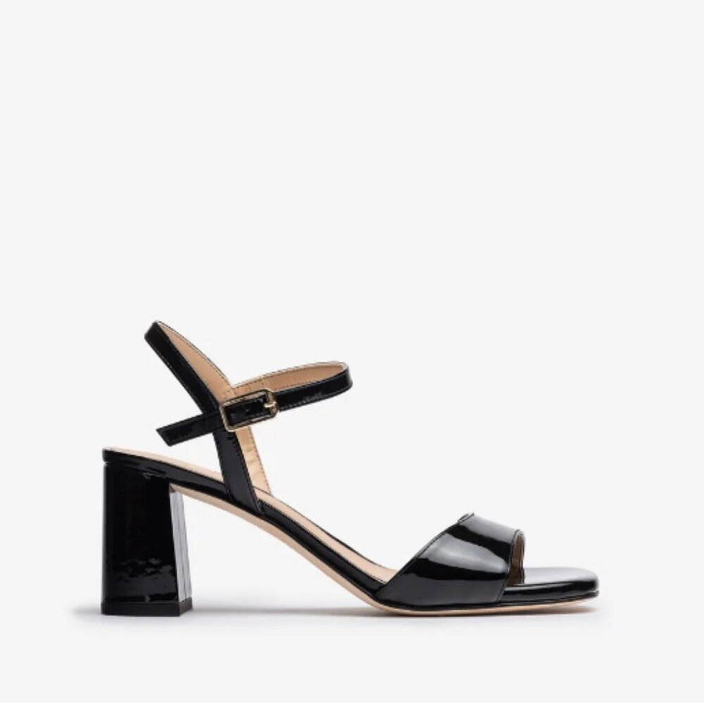 UNISA Black Patent Leather Heeled Sandal NWOT (41 - fits like 40)